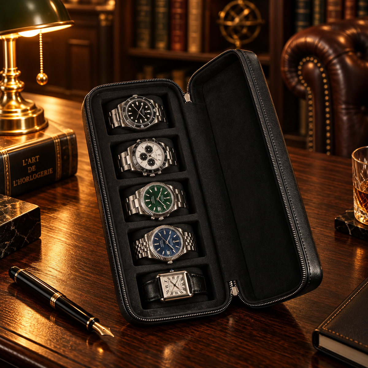 Étui de Voyage Montres Noir