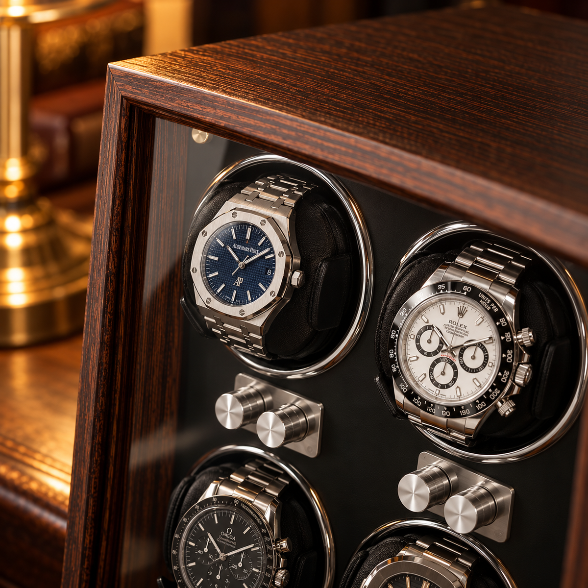 Remontoir Montre Automatique Bois Noir 1 à 6 Montres