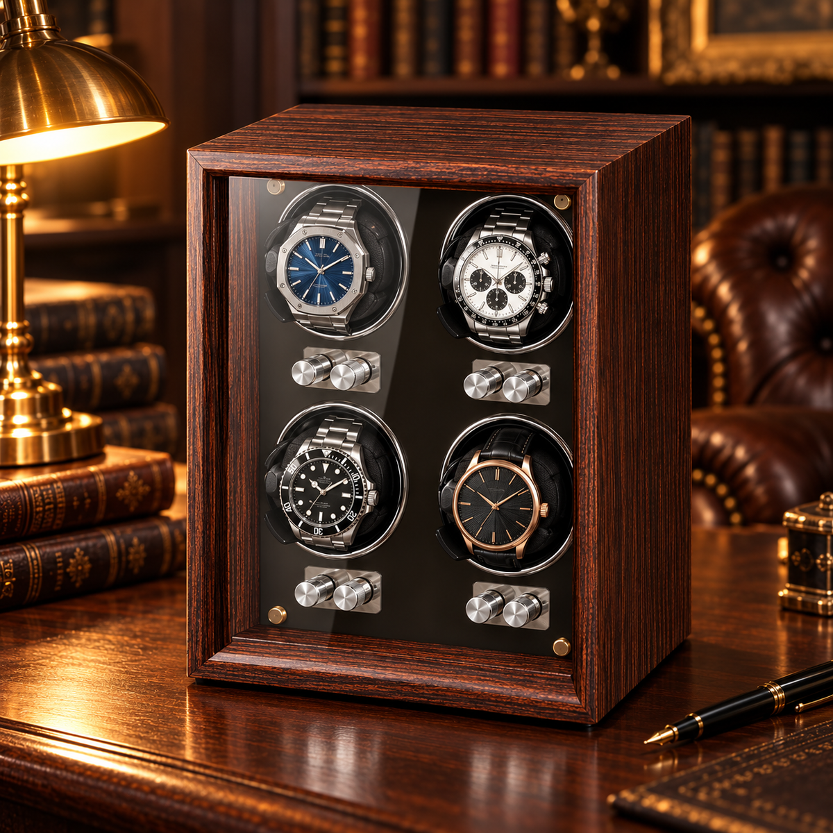 Remontoir Montre Automatique Bois Noir 1 à 6 Montres