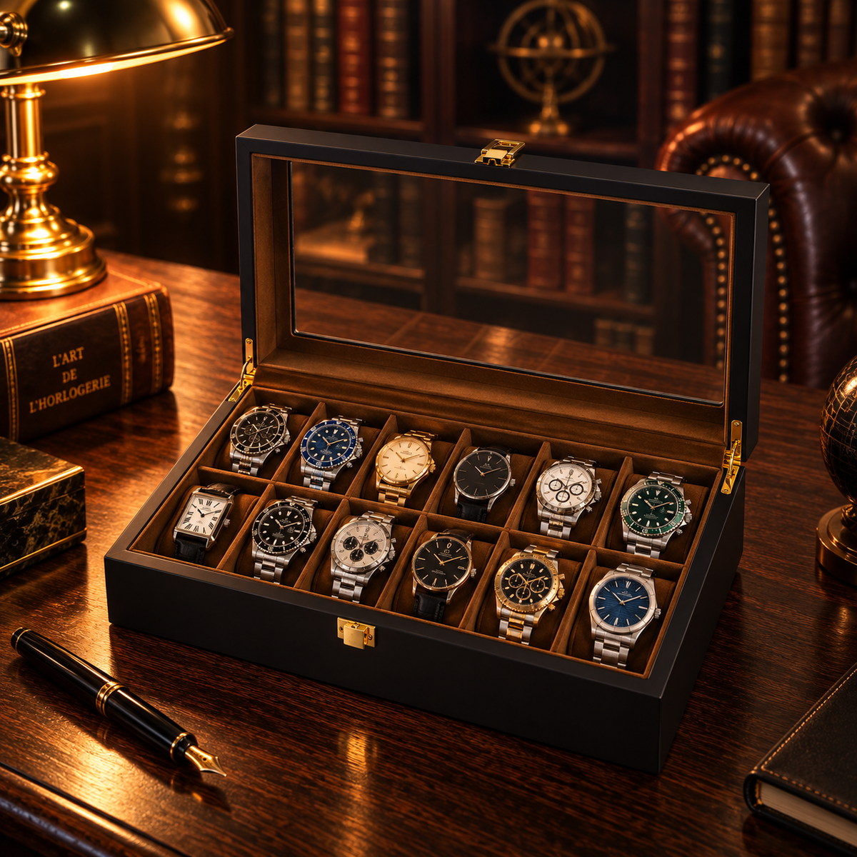 Boîte à Montres en Bois 10 et 12 Montres