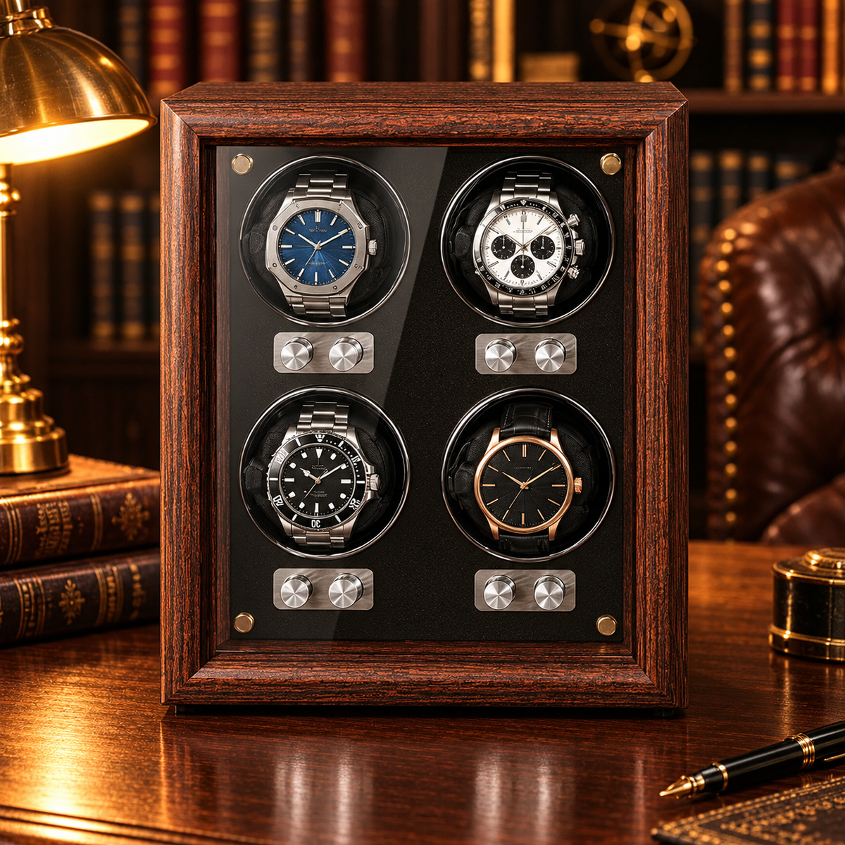 Remontoir Montre Automatique Bois Noir 1 à 6 Montres
