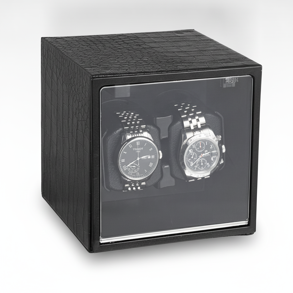 Boite remontoir 2slot black leather   studio clean