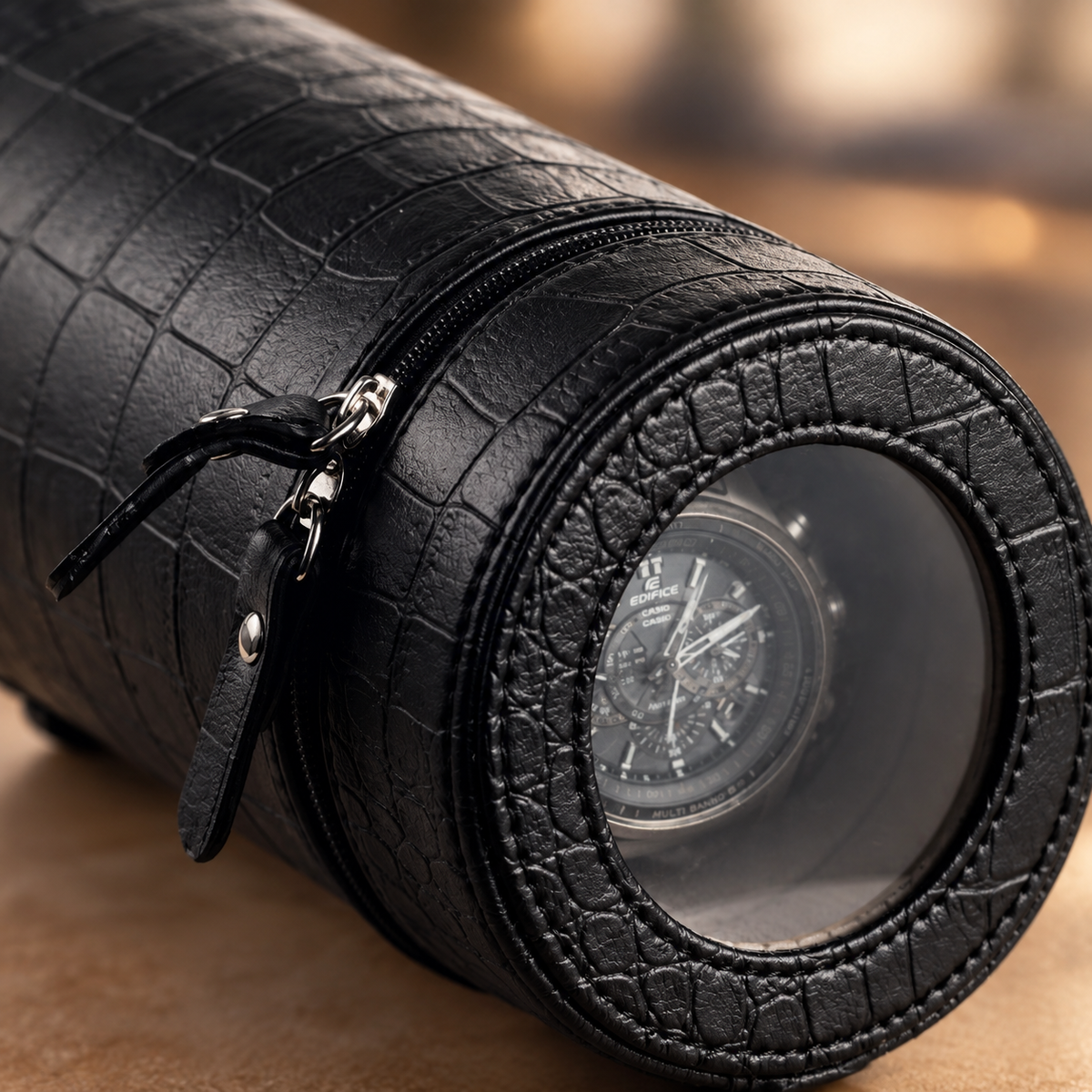 Remontoir Montre Portable Noir macro detail