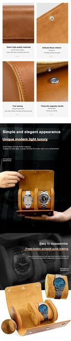 Étui Rouleau à Montres en Cuir Noir 1 à 3 Montres