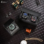 Étui Rouleau à Montres en Cuir Noir 1 à 3 Montres