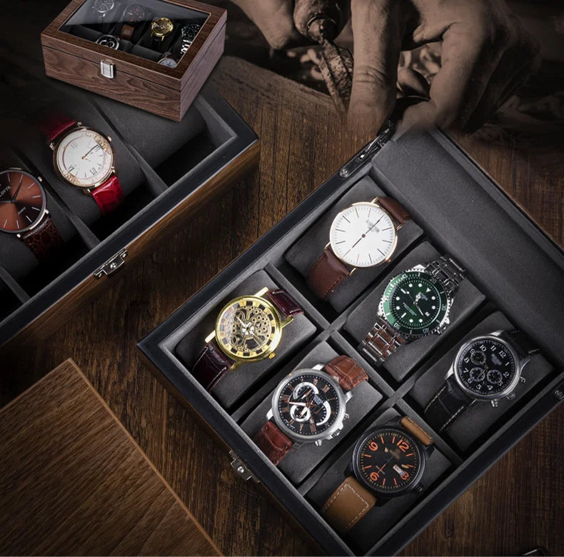 Boîte à Montre en Bois de Noyer Couvercle Bois