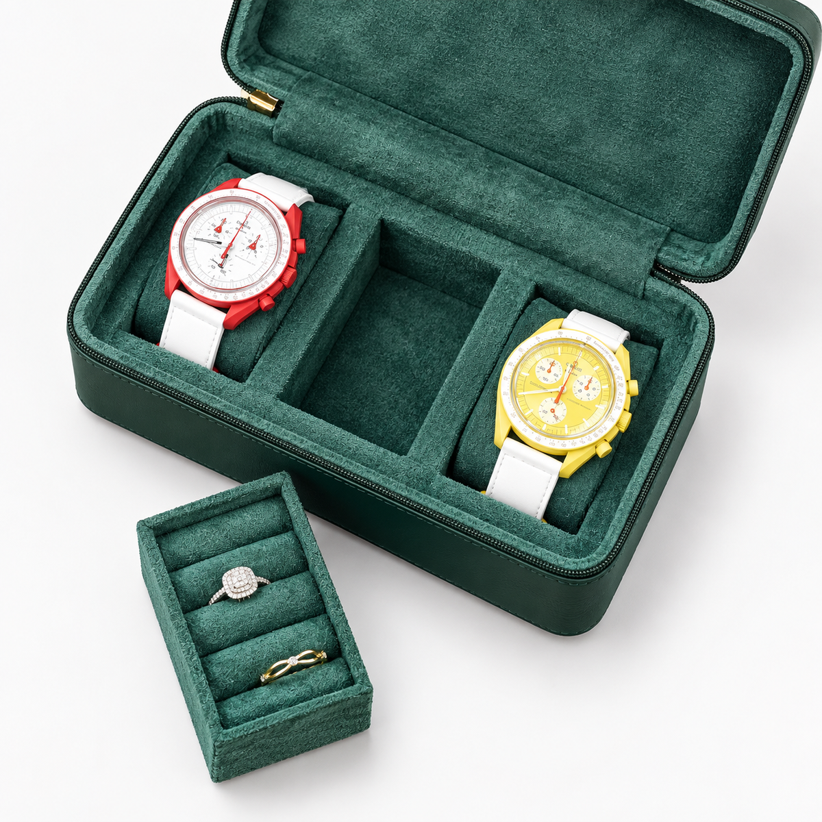 Étui de Voyage Montres Vert