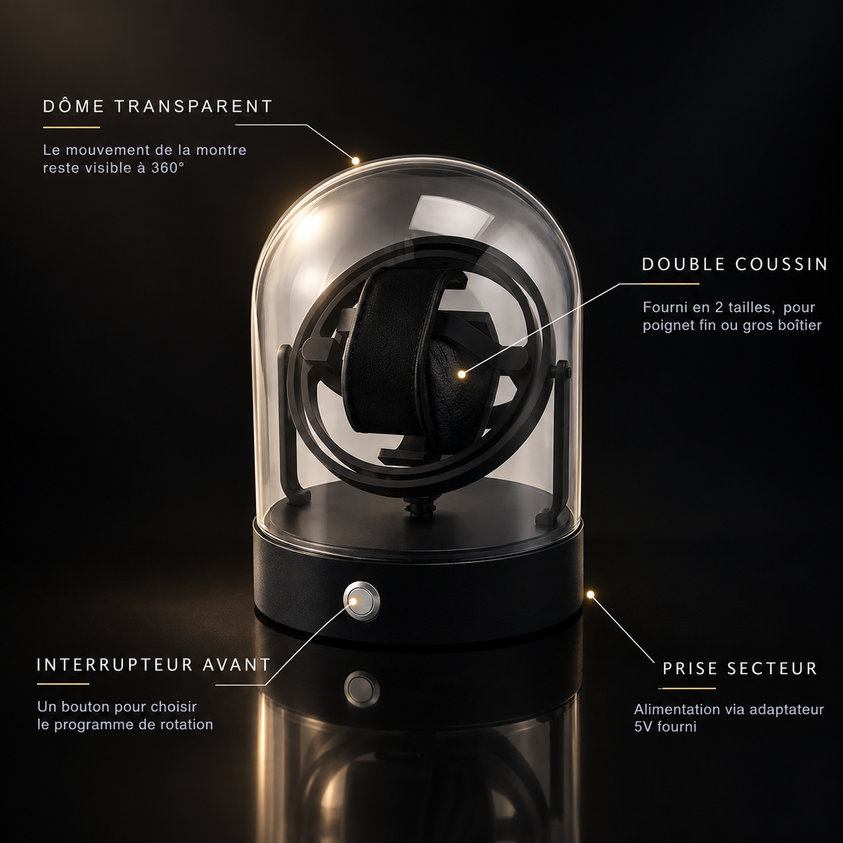 E remontoir dome Noir diagramme premium