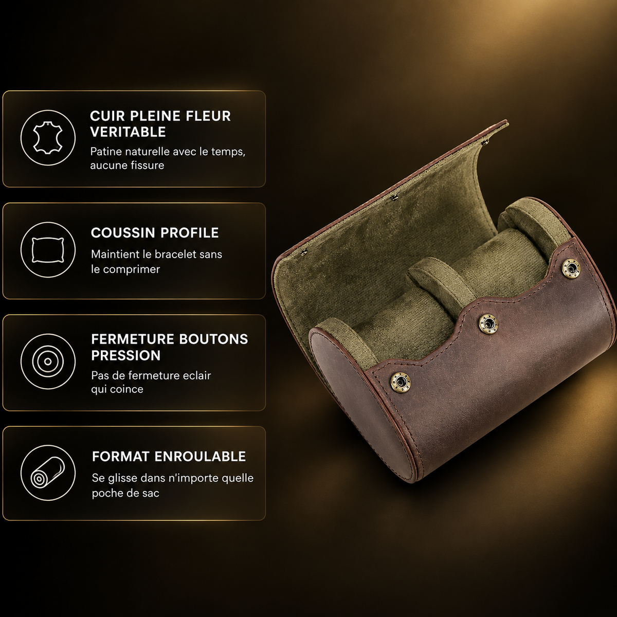 Étui Montre Voyage Cuir - avantages produit