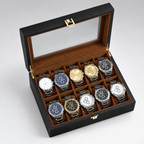 Boîte à montres en bambou brun foncé 10 montres - packshot studio