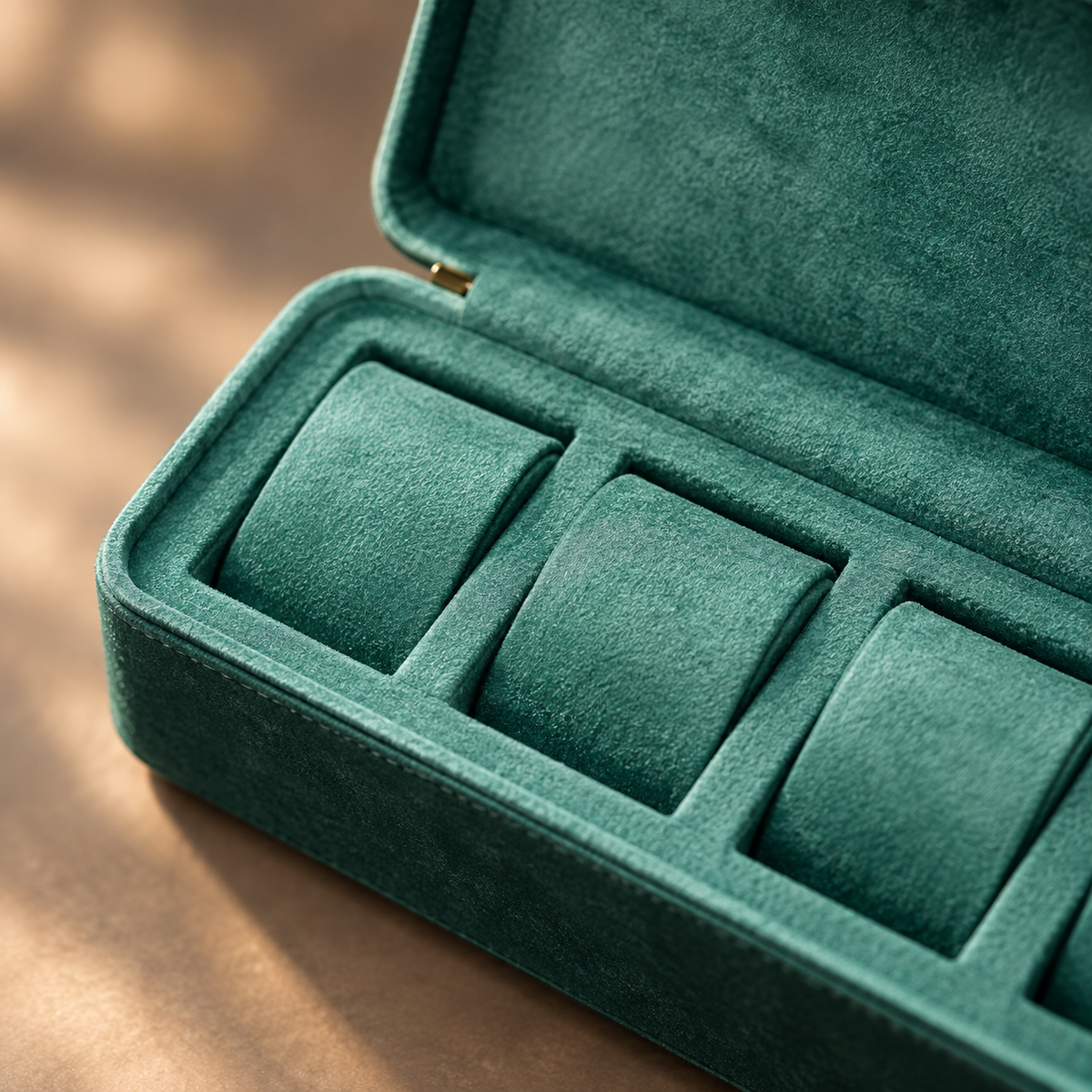 Étui de Voyage Montres Vert - détail intérieur velours