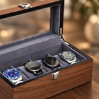 Boîte à Montres Bois vitrée - détail charnière