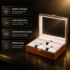 Boîte à montres en bambou 10 ou 12 montres - avantages produit