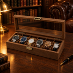 Boîte a Montre Bois 6 montres - bureau bibliothèque anglaise, boîte remplie