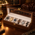 Boite a Montre Marron remplie montres de luxe