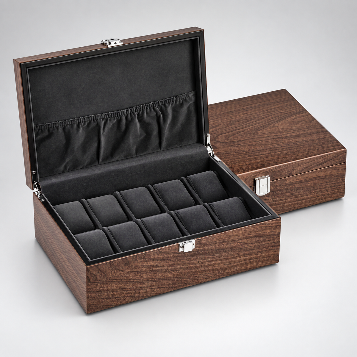 Boîte à Montre en Bois de Noyer 10 montres - packshot studio