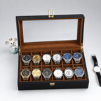 Boîte à montres en bambou brun foncé 12 montres - packshot studio